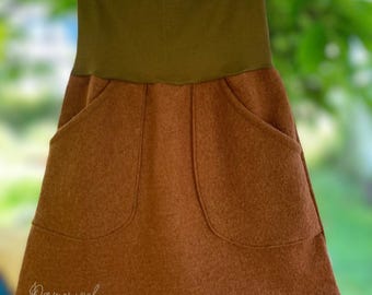 Woolwalk skirt, ladies skirt rust with pockets