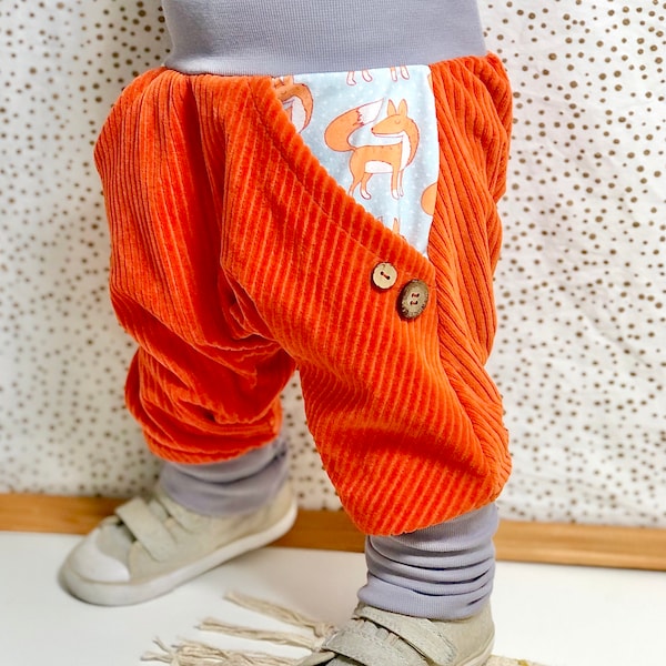 Organic WideCordNicky Rust/Grey Fox Bloomers Growing Trousers