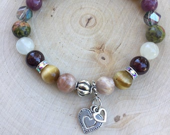 Creative Expression, New Ideas and Abundance Reiki Charged Semiprecious Stone Stretch Bracelet