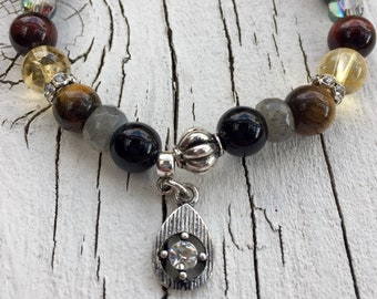 Good Luck, Fortune and Happiness Reiki-Charged Semiprecious Stone Stretch Bracelet