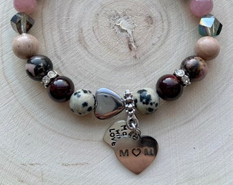 Mother Inspired Reiki Charged Semiprecious Stone Stretch Bracelet