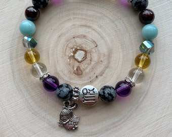 Virgo Zodiac Reiki Charged Semiprecious Stone Stretch Bracelet