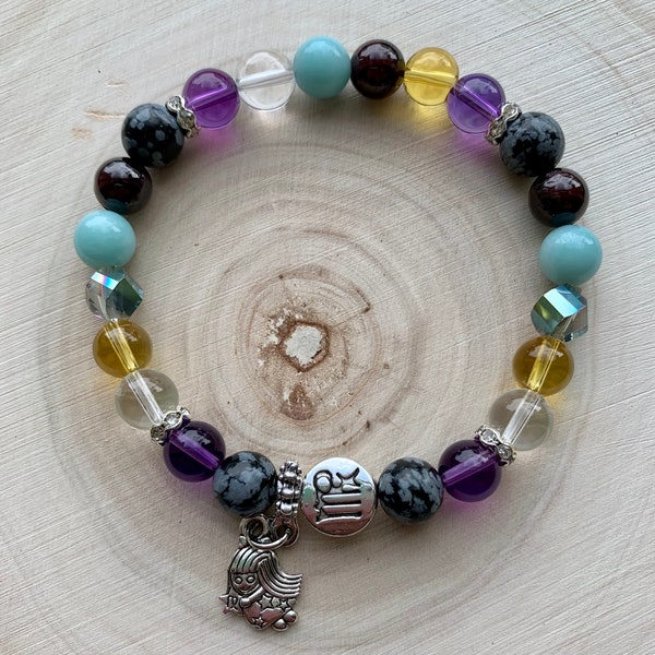 Virgo Zodiac Reiki Charged Semiprecious Stone Stretch Bracelet