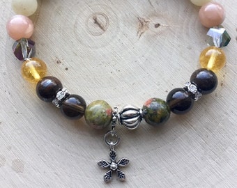 Healing, Balance,& Protection Reiki Charged Semiprecious Stone Stretch Bracelet