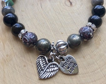 Reiki Charged "Determination Day" Semiprecious Stone Stretch Bracelet