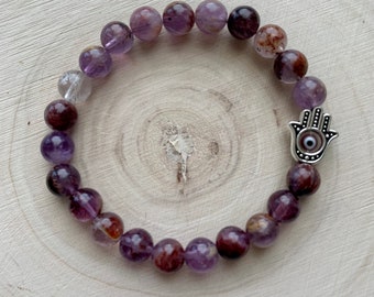 Auralite 23 Reiki Charged Hamsa Hand Stretch Bracelet