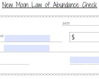New Moon Law of Abundance Check Template (PDF) with Instructions