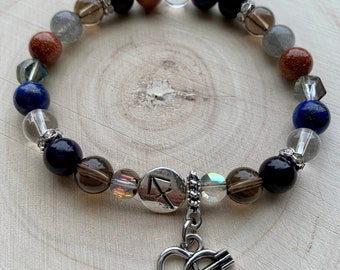 Sagittarius Zodiac Reiki Charged Semiprecious Stone Stretch Bracelet