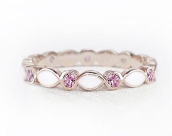 Breast milk jewelry ring, fine band with gems and crystals of birth month color. Breastmilk sterling silver stacker ring. Mother's Day Gift.