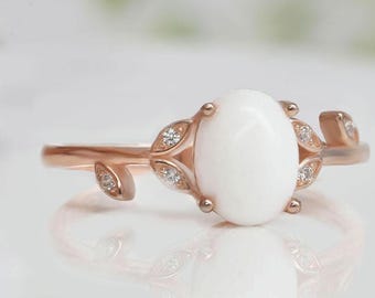 Breastmilk Ring with Branch-Shaped Leaves, Birth Month Color Gems | Drop-Shaped Milk Stone | KeepsakeMom