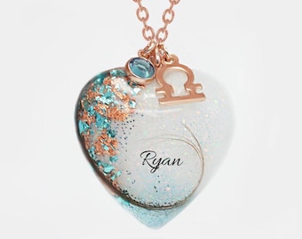 Breastmilk jewelry silver heart necklace. Create the ultimate breastmilk keepsake for your baby boy with Breast Milk Jewelry at KeepsakeMom.