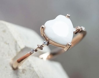 Breast milk ring and 6mm heart shaped breast milk stone, sterling silver, gold plated ring.