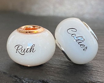 Breastmilk jewelry bead with 925 sterling silver cores, gold plated options. Pearl powder or natural. Breastmilk bead keepsake. KeepsakeMom