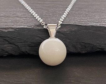 Breastmilk Jewelry Pearl necklace with 925 sterling silver loop bail and chain. Breast milk Pearl necklace from KeepsakeMom Handmade item.