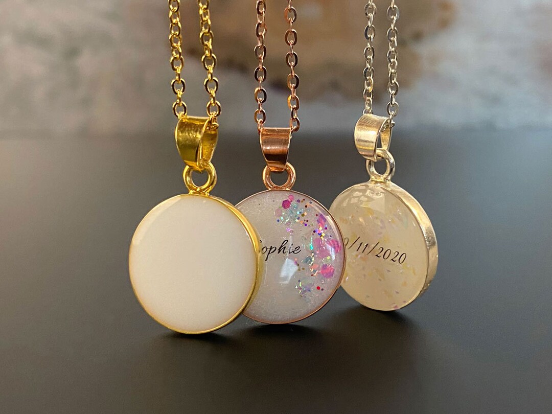 Breastmilk Jewelry Disc Necklace Round Cup With Breastmilk Etsy