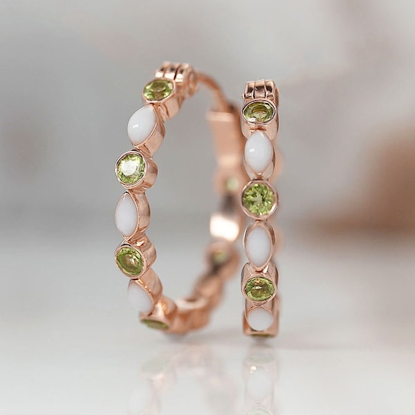 Muttermilch Creolen mit bunten Kristallen. Muttermilch Schmuck Creolen von KeepsakeMom Geburtsmonat farbigen Edelsteinen.