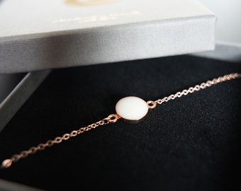 Breastmilk jewelry Mini 8mm disc bracelet. 925 sterling silver with gold plated options. Opal, pearl effect, names, birth color shimmer