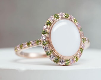 Custom Breastmilk Jewelry Ring with Oval 10x8mm Breast Milk Stone, Marquise Clear Crystals | Gold-Plated Sterling Silver | KeepsakeMom