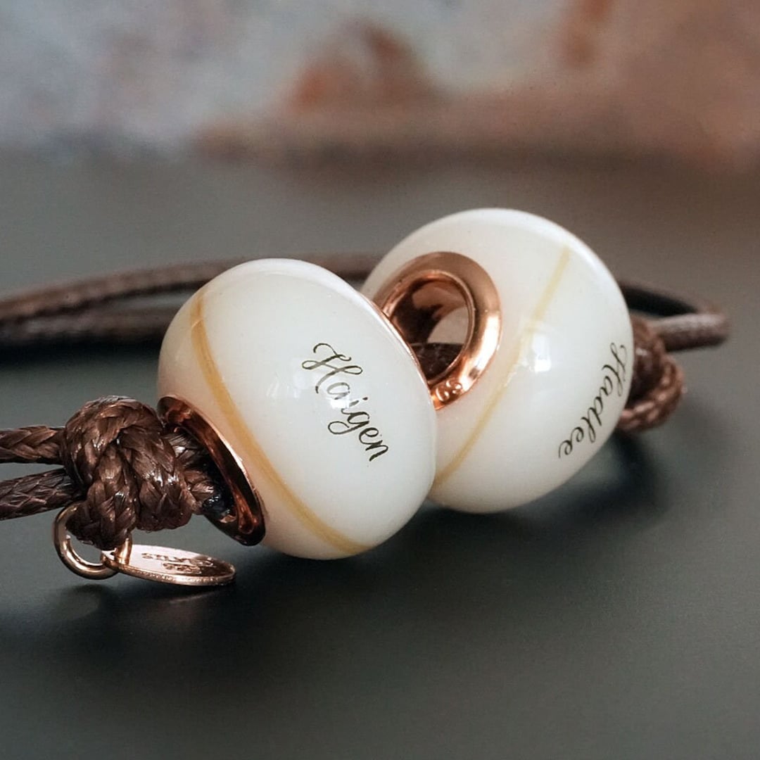 Breastmilk Jewelry Two Bead Bracelet Two Children Locks of Hair