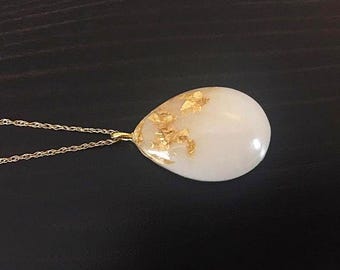 Breast Milk Jewelry Gold teardrop Necklace  Keepsake with 24K gold flakes. Breastmilk Jewelry Drop Necklace from KeepsakeMom Handmade item.