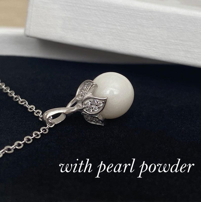 breast milk jewelry  pearl shape silver necklace metal petal bail with pearl powder milk pearl Keepsake Mom