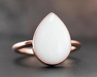Custom Breastmilk Jewelry with 14x10mm Teardrop Stone & Opal Flakes | Sterling Silver Smooth Band | KeepsakeMom