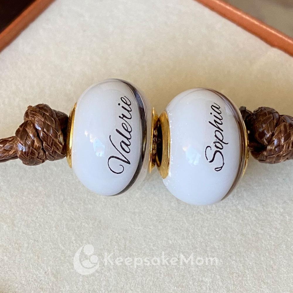 Breastmilk Jewelry Two Bead Bracelet Two Children Locks of Hair