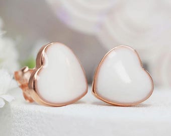 Breastmilk Heart Stud Earrings |  Breast Milk Jewelry Earrings Studded Gold 24k gold plated over silver earrings with 8 mm cup