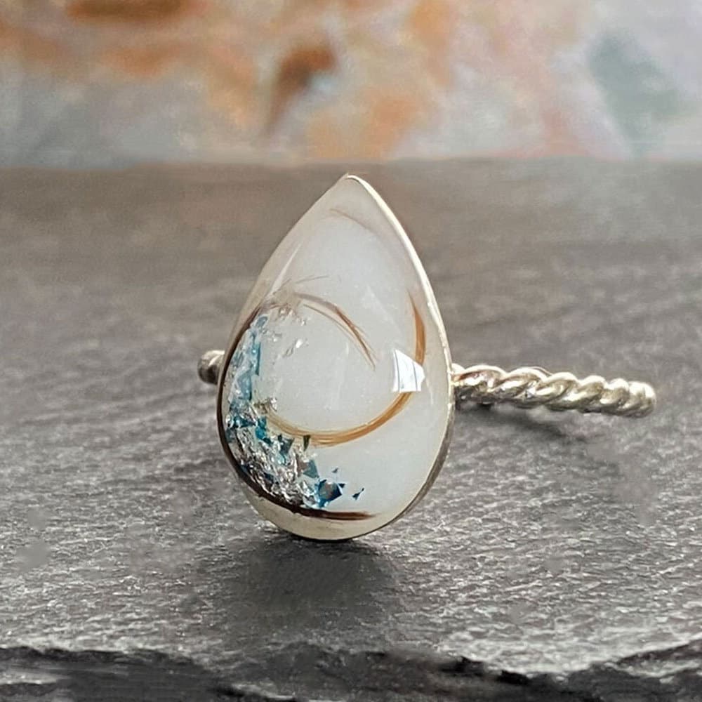 Breastmilk Ring Blue Silver Breastmilk Silver Jewelry Pear