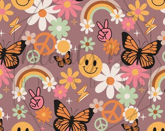 Vrede & Smileys Boho naadloos patroon
