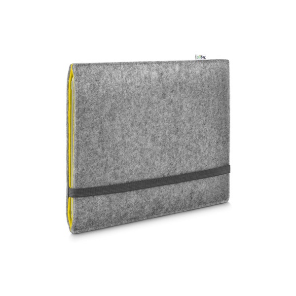 Hülle für Tablet PC aus Wollfilz // Farbe hellgrau - gelb // Passgenau angefertigte Tasche // Etui Case // Kollektion FINN