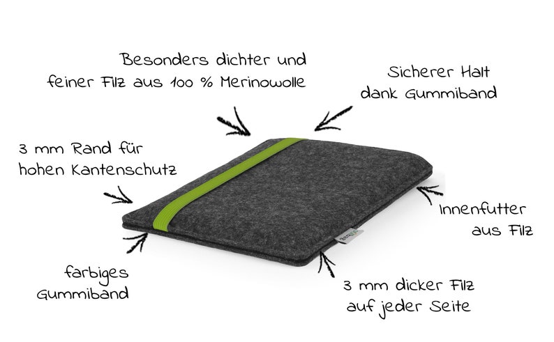 Filzhülle für PocketBook E-Reader Tasche LEON passend für alle PocketBook Modelle Bild 5