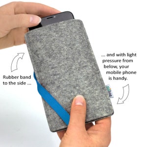 Coque de téléphone portable sur mesure en feutre de laine // Couleur gris clair bleu élastique // Sur mesure pour smartphone image 7