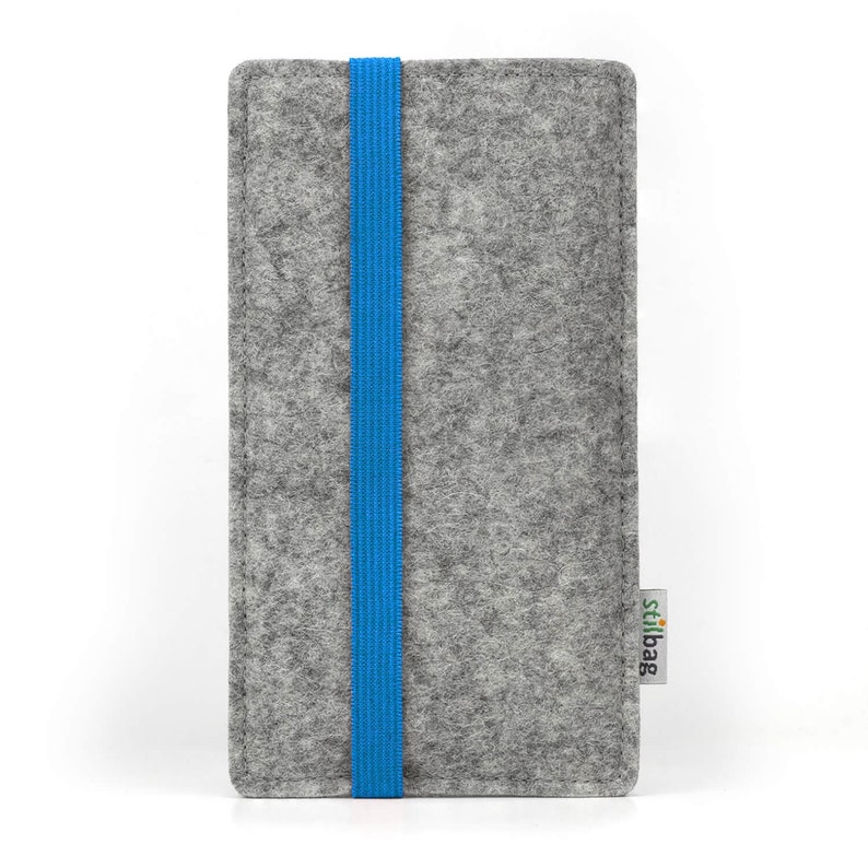 Coque de téléphone portable sur mesure en feutre de laine // Couleur gris clair bleu élastique // Sur mesure pour smartphone image 3