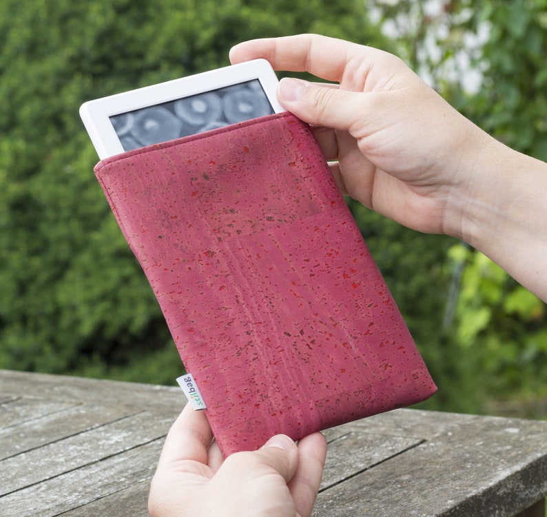 E-book Reader H\u00fclle aus Kork und Wollfilz Farbe pink altrosa