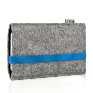 Coque de téléphone portable sur mesure en feutre de laine // Couleur gris clair bleu élastique // Sur mesure pour smartphone image 1