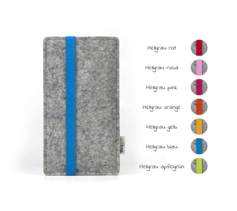 Coque de téléphone portable sur mesure en feutre de laine // Couleur gris clair bleu élastique // Sur mesure pour smartphone image 8