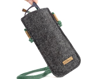 Hanging glasses case made of wool felt, protective bag for eyeglasses and sunglasses, suitable for men and women