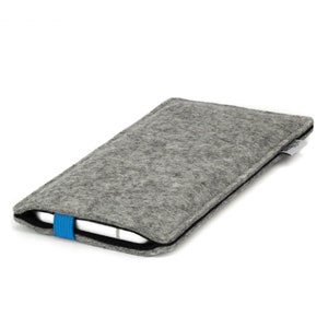 Coque de téléphone portable sur mesure en feutre de laine // Couleur gris clair bleu élastique // Sur mesure pour smartphone image 4