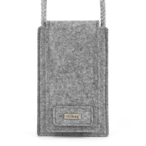 Borsa per cellulare da appendere al collo in feltro di lana | Custodia protettiva per cellulare con scomparto per carte e cordino in cotone