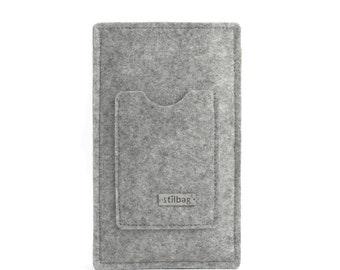 Sleeve for smartphone with EC card pocket / Customised phone pouch made of wool felt