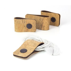 Set of 4 cable ties made of cork and wool felt // reclosable // various colors image 1
