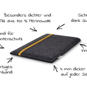 Hülle passend für MacBook Pro 13" | Pro 14" | Pro 16" aus Wollfilz || maßgeschneiderte Notebook Tasche LEON Bild 6