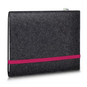 Hülle passend für MacBook Pro 13" | Pro 14" | Pro 16" aus Wollfilz || maßgeschneiderte Notebook Tasche LEON Anthrazit - Pink