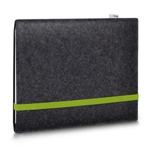 Hülle passend für MacBook Pro 13" | Pro 14" | Pro 16" aus Wollfilz || maßgeschneiderte Notebook Tasche LEON Anthrazit - Grün