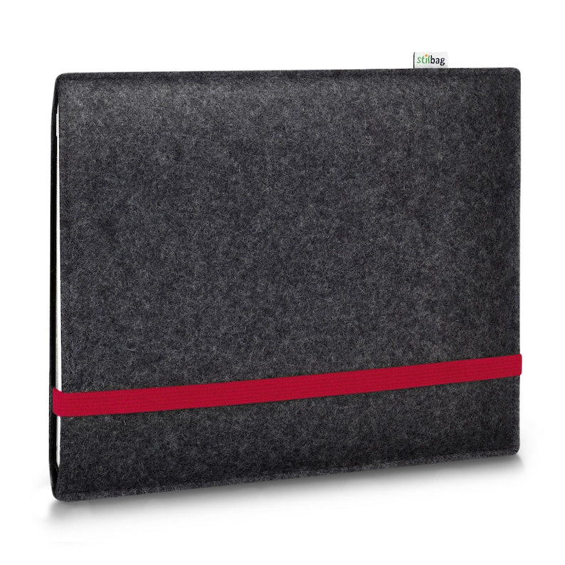 Hülle passend für MacBook Pro 13" | Pro 14" | Pro 16" aus Wollfilz || maßgeschneiderte Notebook Tasche LEON Anthrazit  - Rot