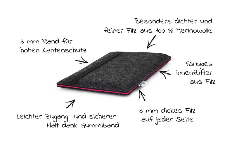 Filzhülle für PocketBook E-Reader Tasche FINN passend für alle PocketBook Modelle Bild 5