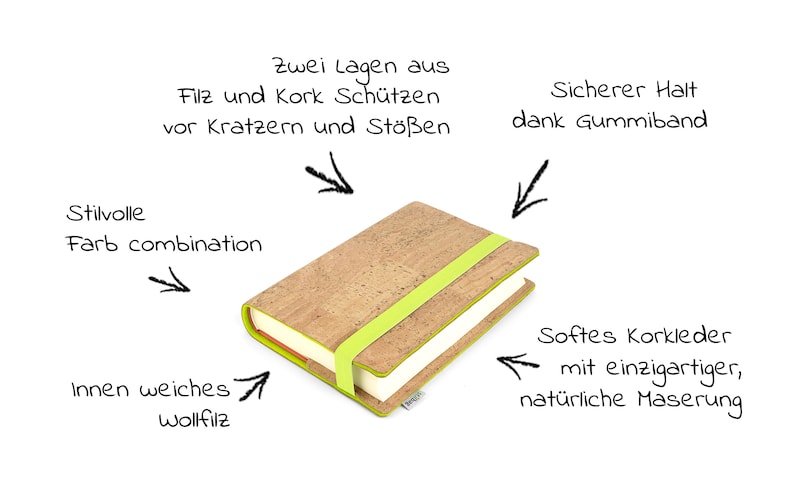 Buchhülle aus Kork und Wollfilz // Passgenau angefertigt Buchschutz Bild 9