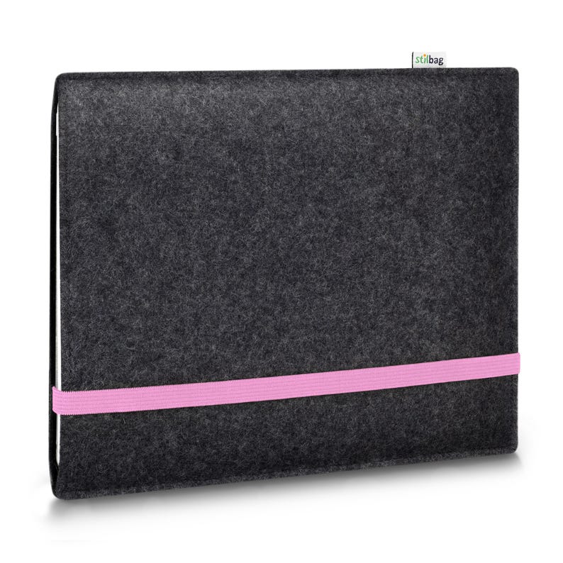 Hülle passend für MacBook Pro 13" | Pro 14" | Pro 16" aus Wollfilz || maßgeschneiderte Notebook Tasche LEON Anthrazit - Rosa