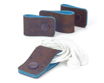 Elegante juego de 4 bridas de corcho y fieltro de lana | varios colores | ayuda para organizar | sujetacables minimalista